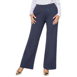 WynneCollection Women's Dart Detail Straight-Leg Pant Navy - Petite